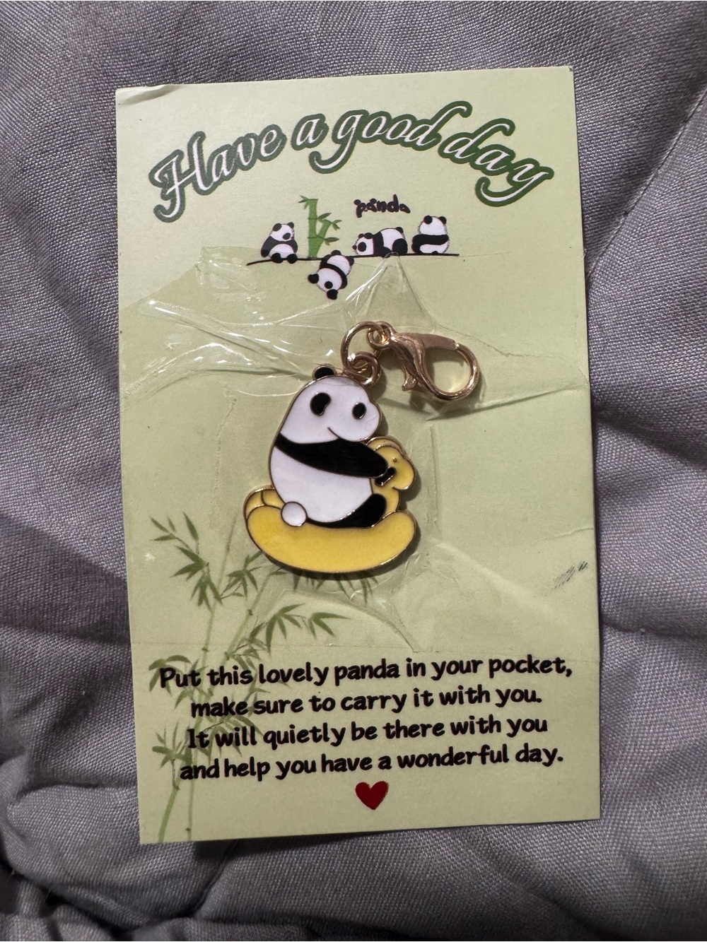 Panda Enamel Charm on Yellow Float